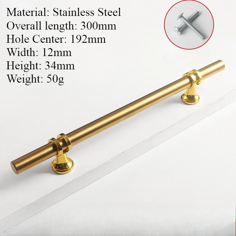 Tiradores de puerta dorados y negros modernos de 50mm-300mm, tiradores de armario de cocina, pomos de cajón sólidos, herrajes para muebles de: Negro / oro