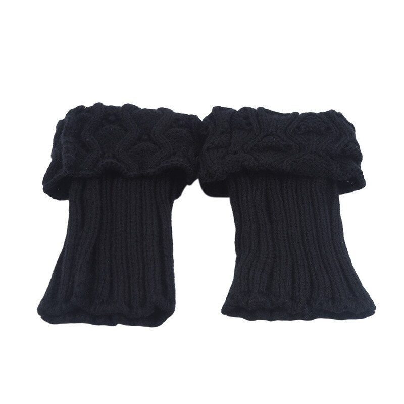 Dames gehaakte laarsmanchetten gebreide korte beenwarmers uitgeholde toppers laarzen enkelwarmers winter beenwarmers: Zwart