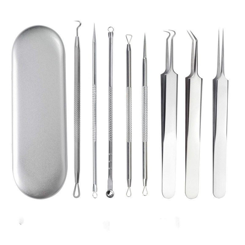 Acne Pin 8 Pieces Double Headed Beauty Tool Blackhead Remover Acne Remover Skin Care Tools Against Black Dots Facial Cleansing