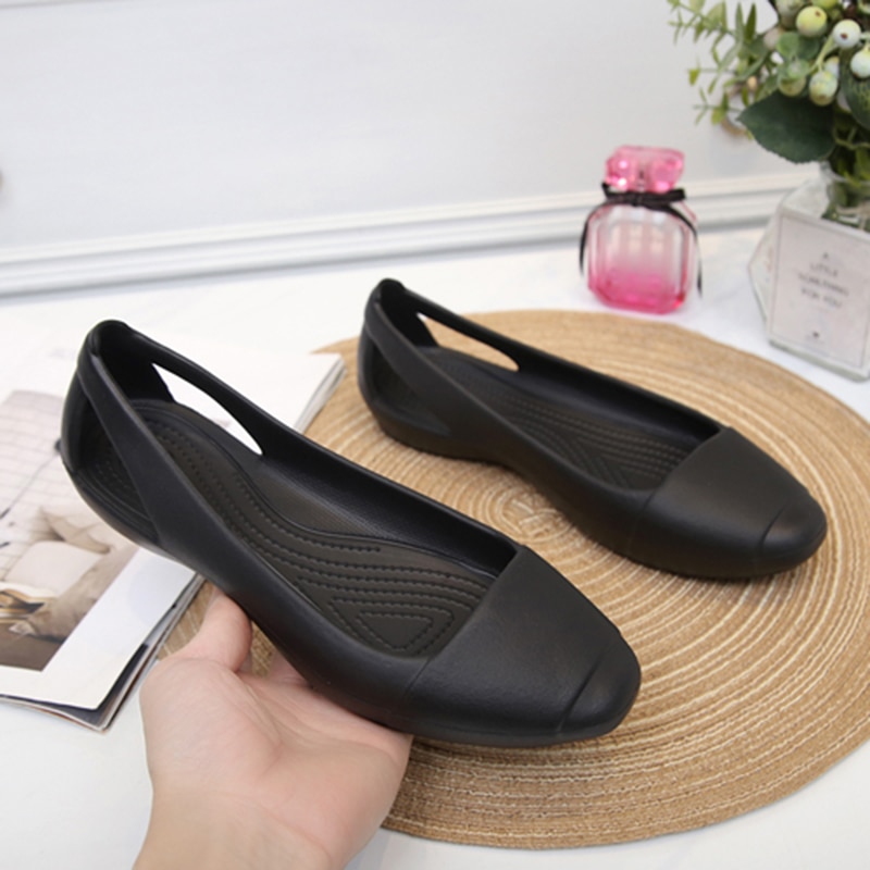 Sommar kvinnor plast sandaler lägenheter skor för kvinnor tjejer dam mule träskor tofflor slip on svarta trädgård träskor odödlig anna  w8
