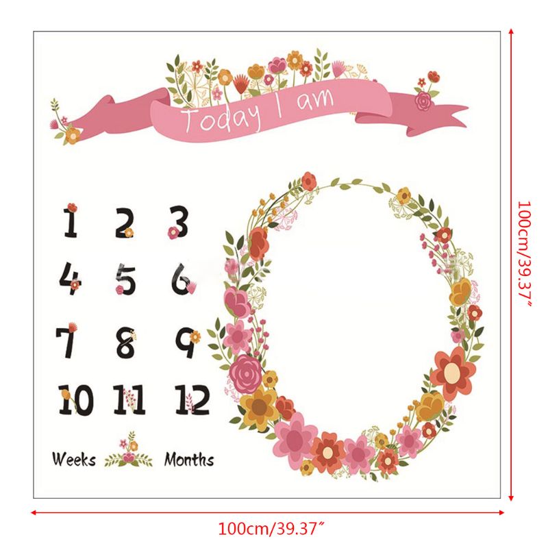 Unisex Baby Newborn Photography Background Cloth Cartoon Milestone Blanket 57BF