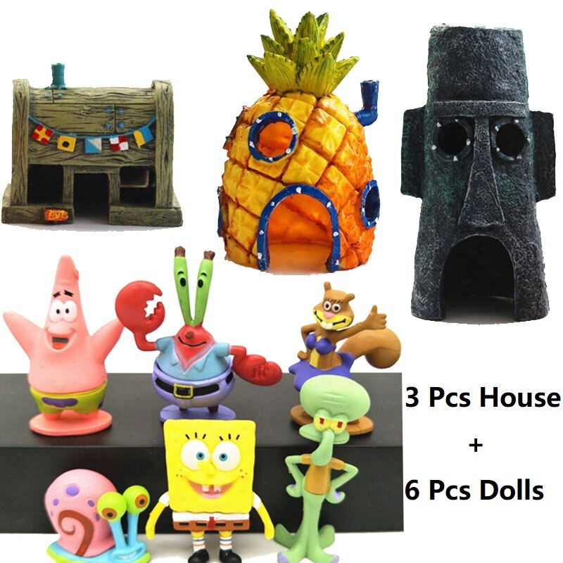 Akwarium ozdoby akwariowe zestaw świecące kamienie kamienie drzewo człowiek ananas dom dla akwarium wystrój akwarium akcesoria: 9PCS