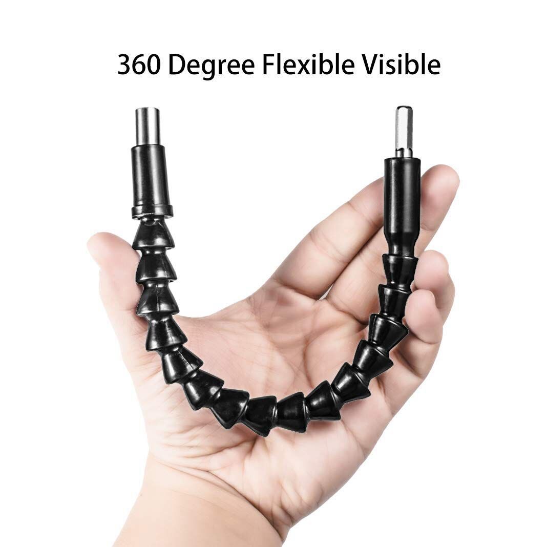 3X Angle Screwdriver Adapter Screwdriver Flexible Shaft Accessory Set Screwdriver 295 mm Flexible Shaft (Hexagonal Handle)
