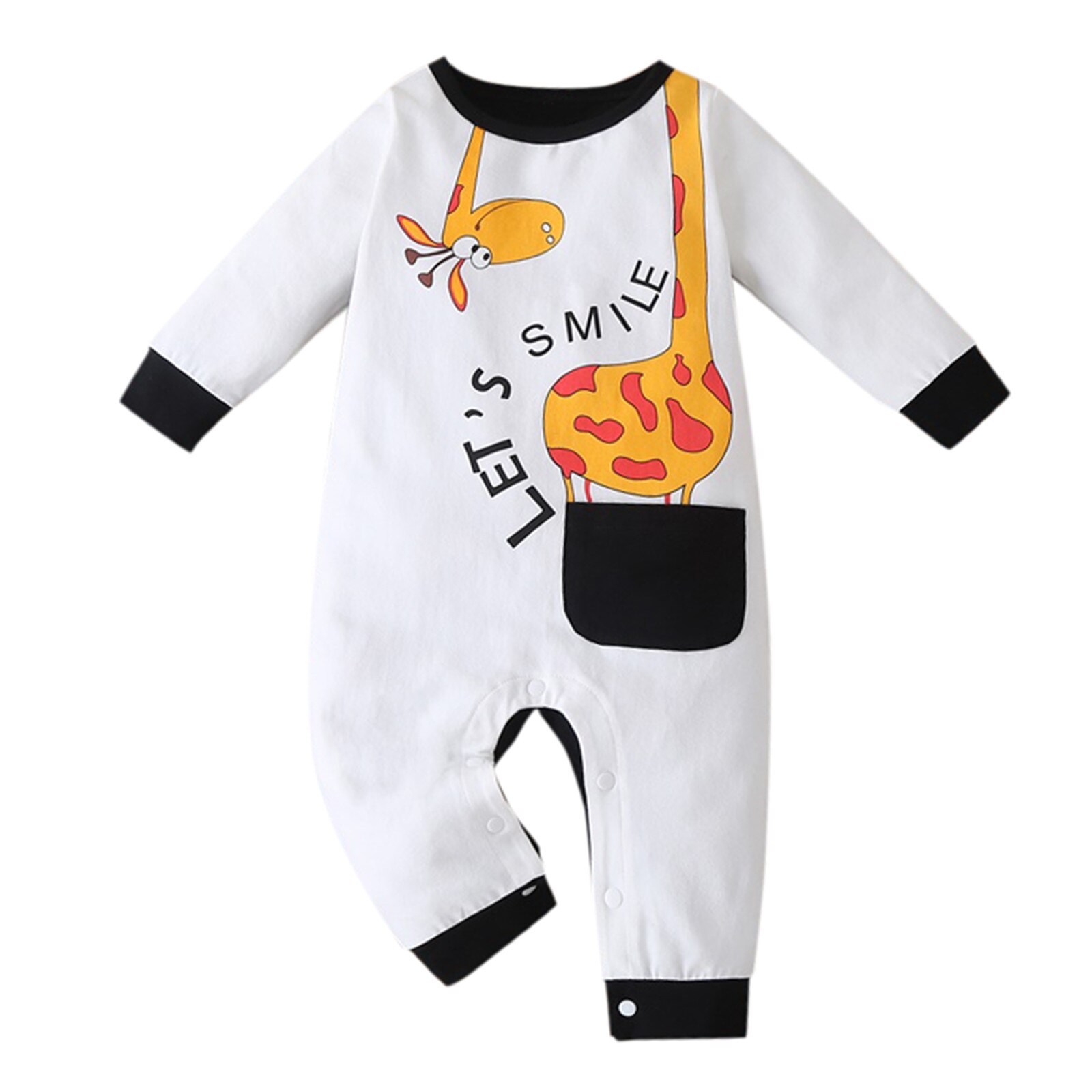 Baby Baby Jongens Meisjes Lange Mouwen Dieren Brief Romper Jumpsuit Kleding Katoenen Baby Kleding Een Stuk Unisex Baby Kleding: 68