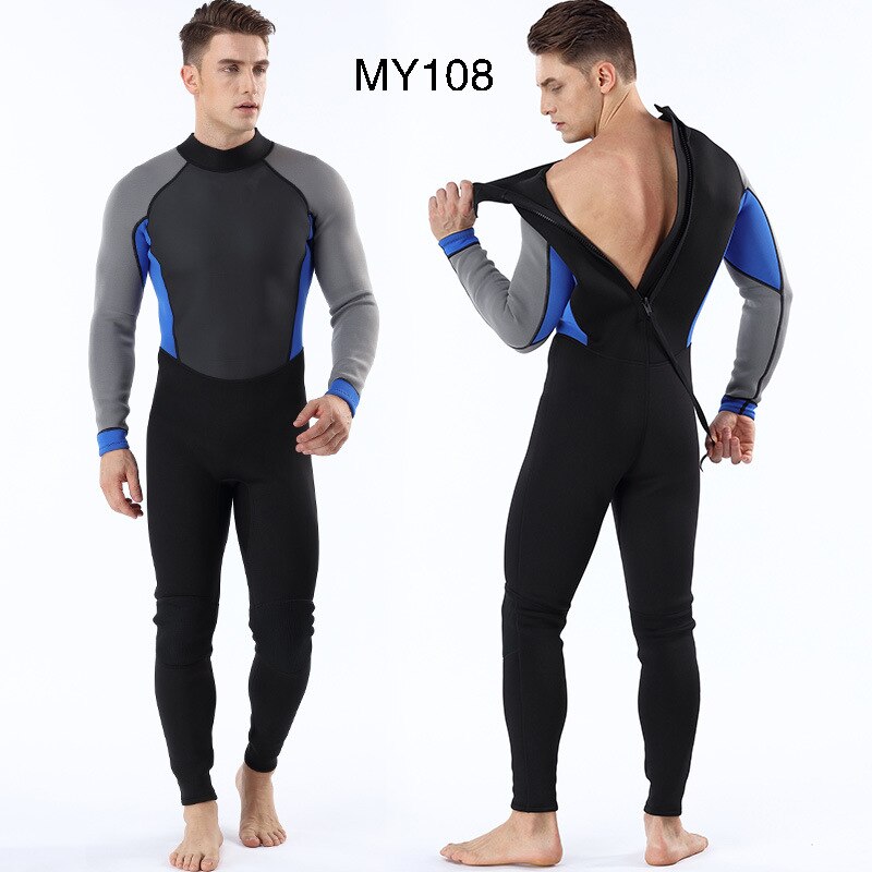 3MM Men&#39;s Neoprene Diving Suit Against Cold Warm Men&#39;s Surf Clothes Diving Suit One Piece Body Suit Full Suit for Swimming: MY108 / S