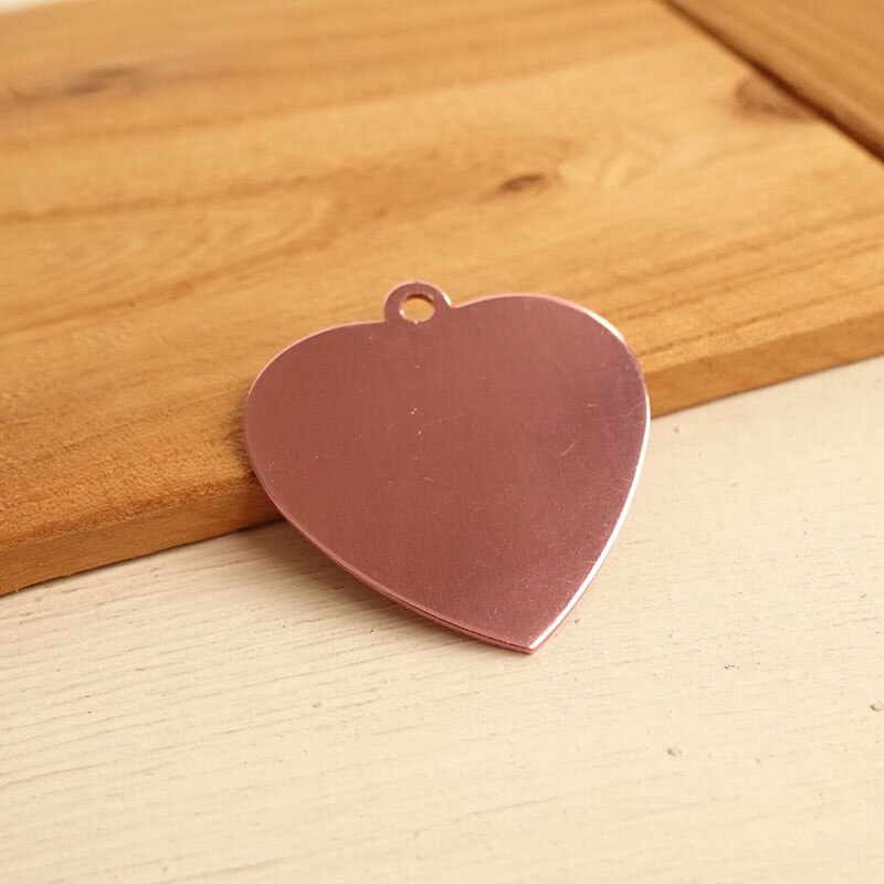 20 teile/los einfache Aluminium Kosename Schild Herzform Benutzerdefinierte Graviert hund katze Name Telefonnummer Hundemarke 10 farben DIT-021: Rosa