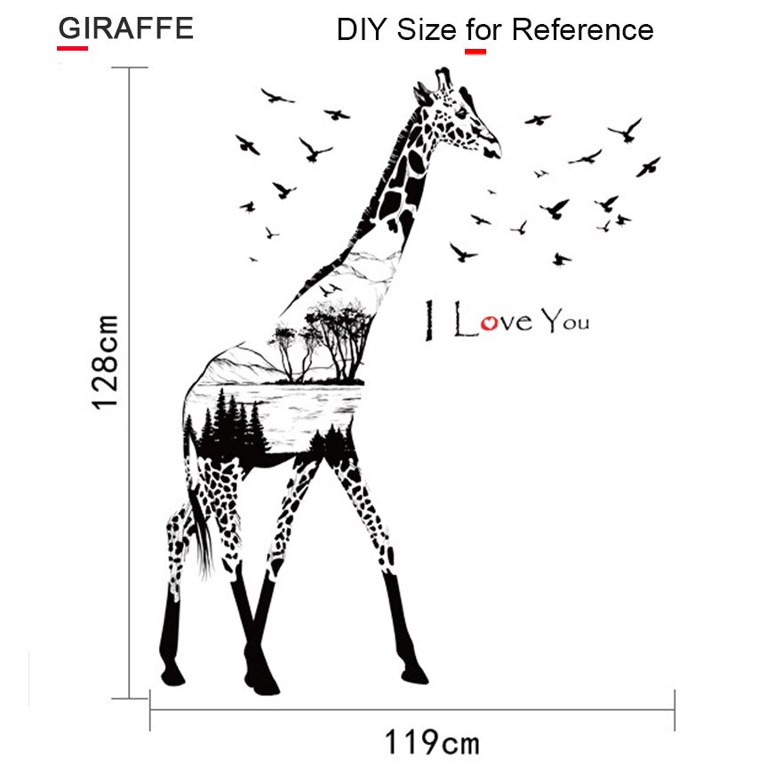 Giraffe Muurtattoo Animal Stickers Thuis Art Decoratie Kamer Nursery Waterdichte Muursticker Badkamer Raam Posters