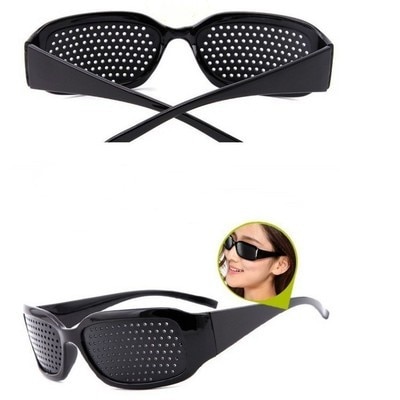 Black Eyesight Improvement Care Exercise Eyewear Glasses Training Cycling Eyewear Pin Small Hole Sunglass Camping Eyeglasses