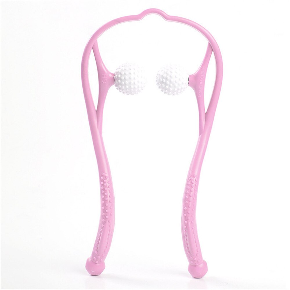 Pressure Point Therapy Neck Massage Tool Pressure Relieve Hand Roller Massage Neck Shoulder Dual Trigger Point Self Massager: Pink