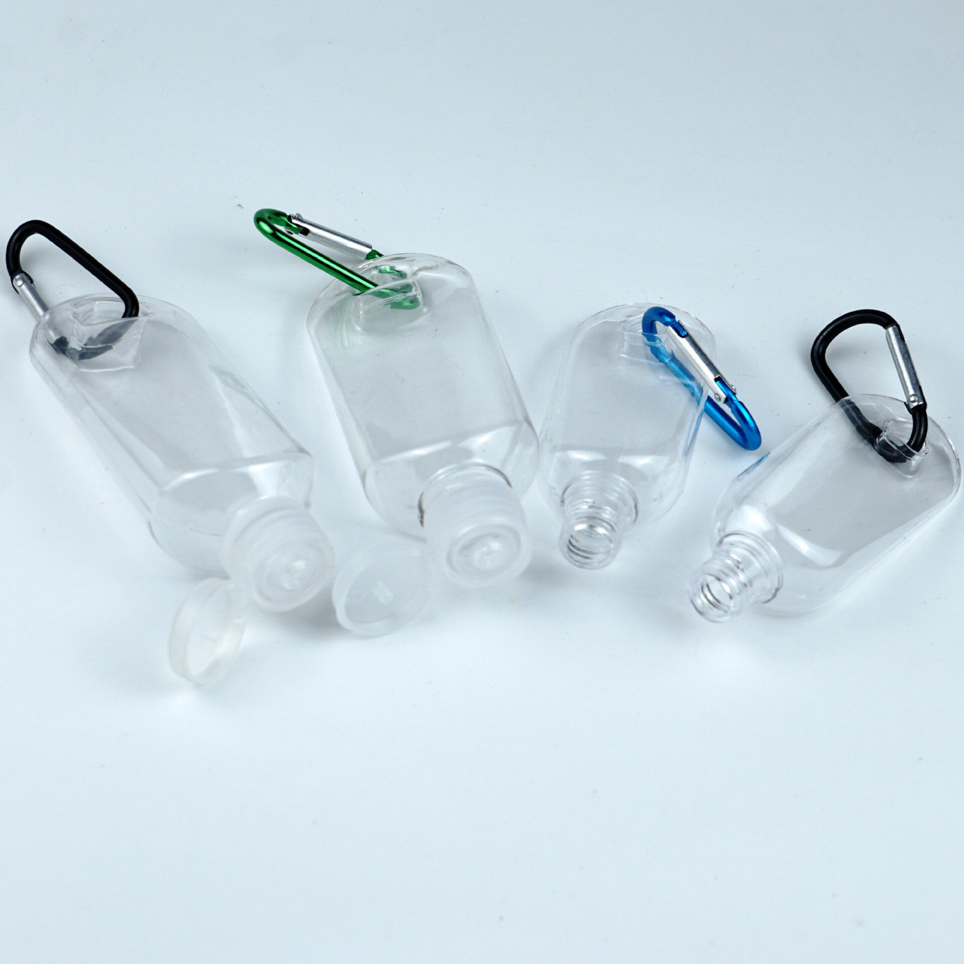 5/10/15pcs 30ml Refillable Bottles Hand Sanitizer Containers Travel Bottles Alcohol Containers (Transparent Bottles Random Hook)