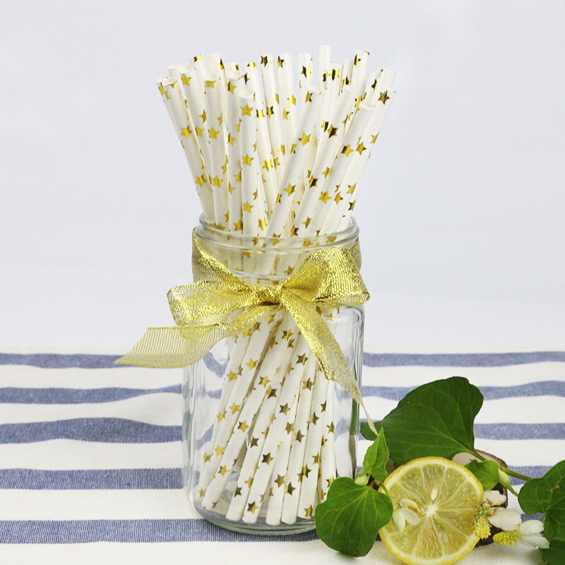 50 stuks papieren rietjes met stempelstreeppapier drinkrietjes voor verjaardagen, bruiloften, kerstfeestjes 2019 stuks