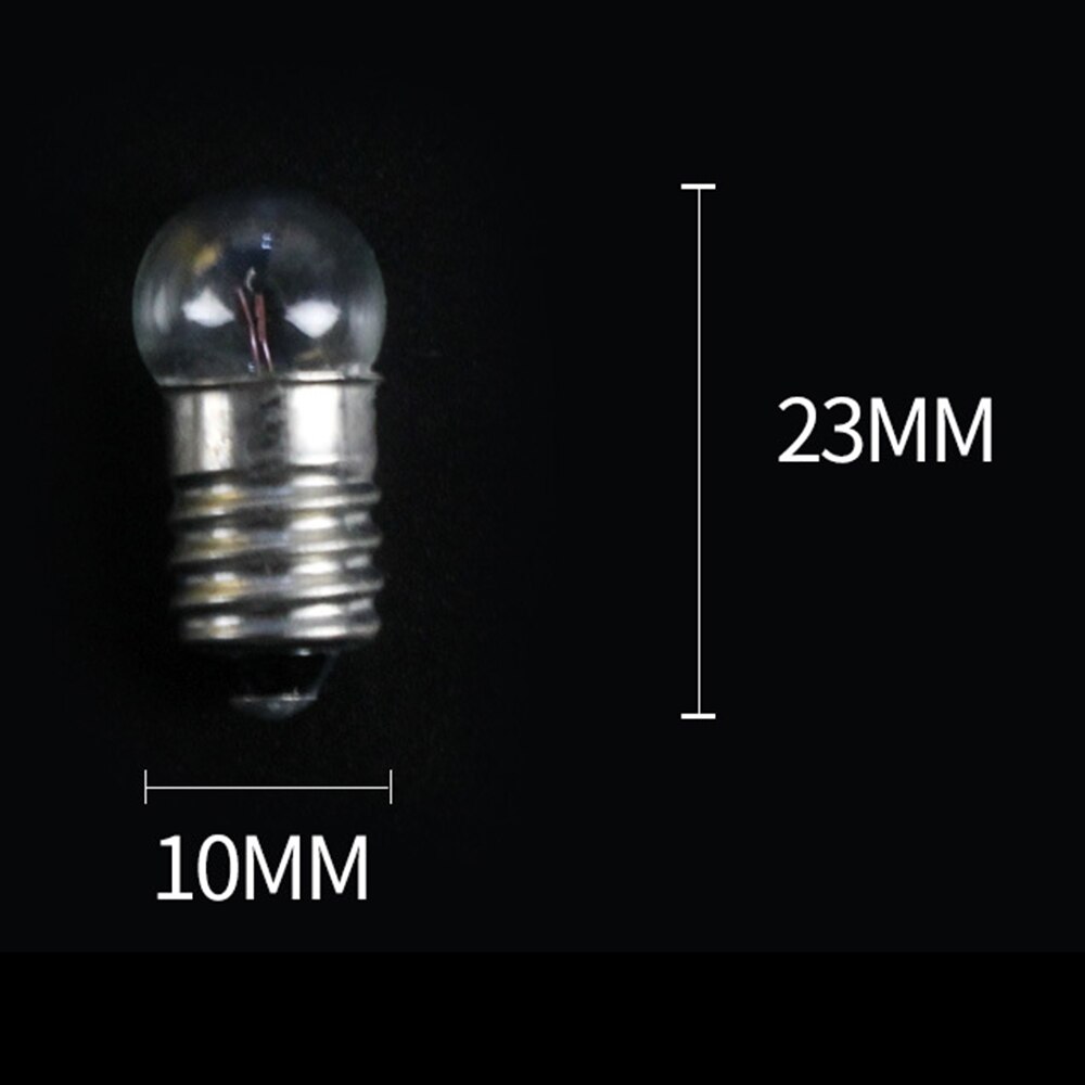 Base de tornillo en miniatura para bombillas de Bombilla LED, E10, 1,5 V, 2,5 V, 3,8 V, 6V, 12V, 0.3A, Blanco cálido, 50 Uds.