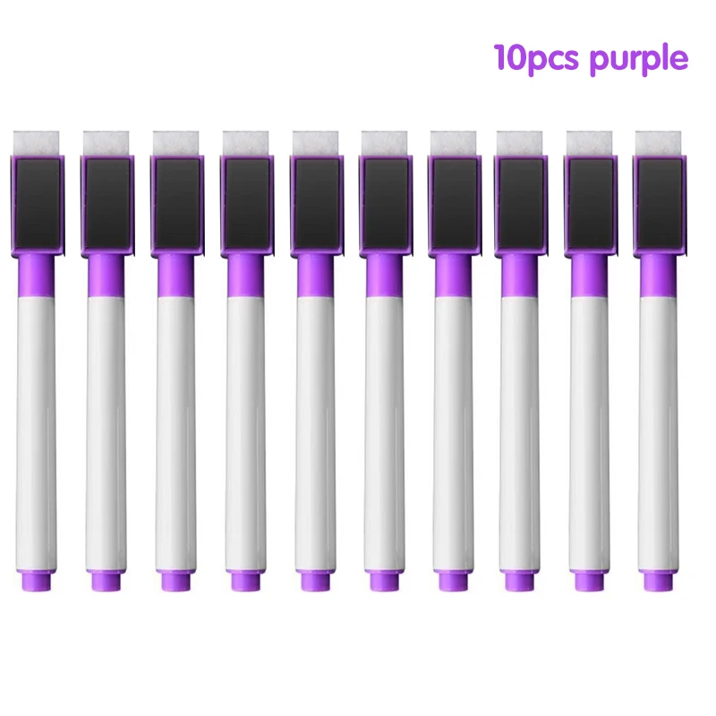 10/12 Pcs Erasable Whiteboard Pens Set - Magnetic, Easy to Wipe, Scratch-Free Markers with Color Random - Office Supplies: Blue