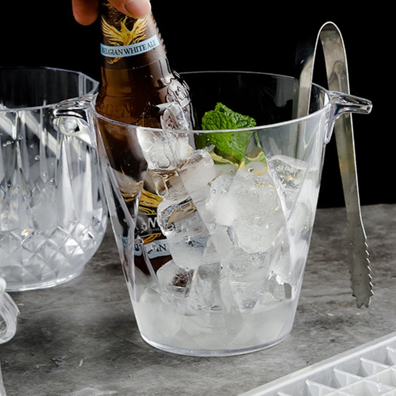 Ice Bucket Acrylic Clear Storage Tub Plastic Drink Buckets with Handle for Champagne Wine Beer Bottles Drinks Bar Party Supplies