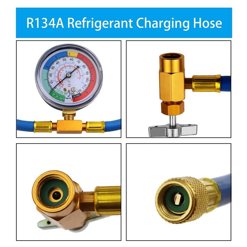 Manguera de carga de refrigerante de aire acondicionado R134A con calibre R12 Ro R134A adaptador rápido y válvula BPV31