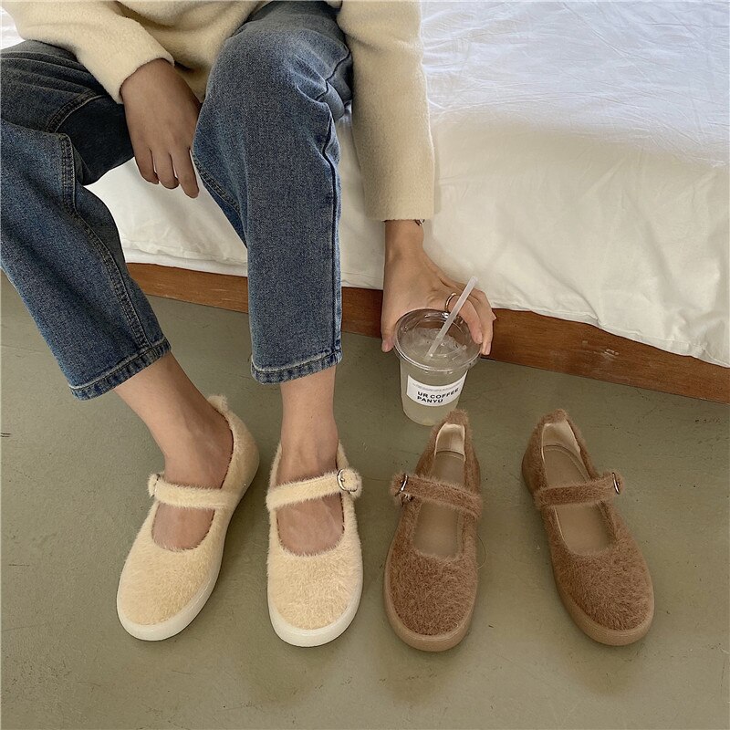 Schoenen Vrouw Vrouwelijke Schoeisel Loafers Bont Ondiepe Mond Klompen Platform Ronde Neus Luxe Vrouwen