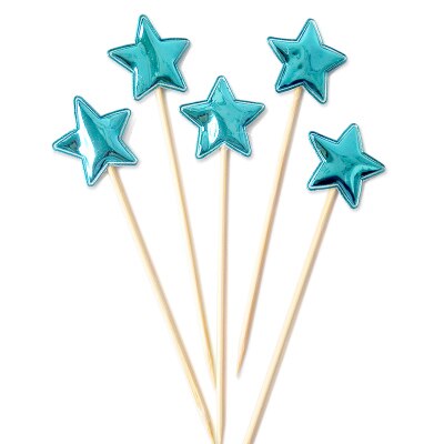 5 stk/pose fargerik stjerne hjerte krone gratulerer med dagen kake topper cupcake topper barn favoriserer bryllupsfest rekvisita hjemmedekorasjon: Blå stjerne