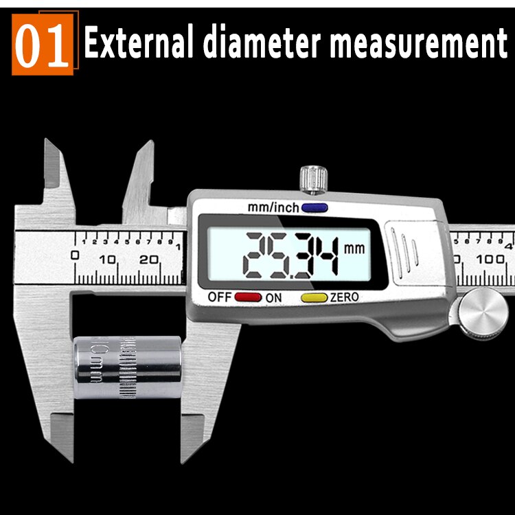 Calibradores digitales de 6 pulgadas y 150mm, calibrador Vernier digital electrónico de acero inoxidable, Micrómetro de fibra de carbono y Metal, herramienta de medición