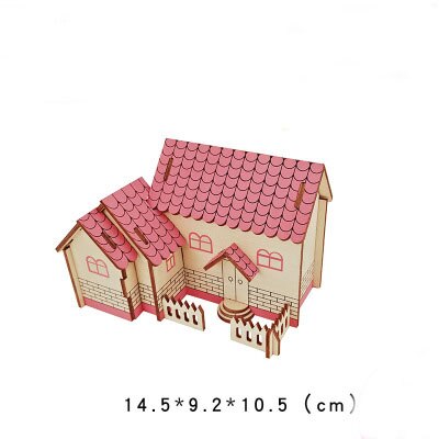 Christmas goods 3D wooden puzzle toy building house DIY manual assembly kit children's educational toys: G