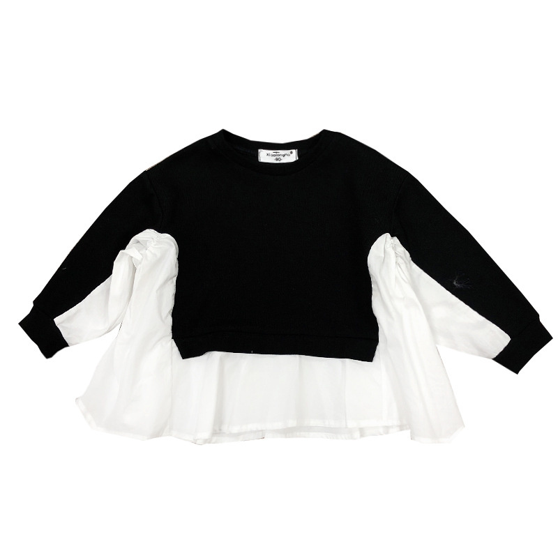 Primavera autunno nuove ragazze moda patchwork camicie a maniche lunghe morbide comode camicette chic allentate top per bambini: 130 (6T)