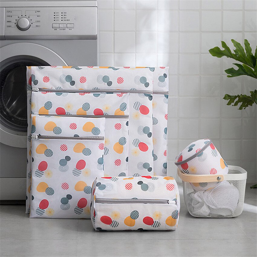 1PC Folding Washing Machine Laundry Bag Zipper Washing Mesh Bags Household Cleaning Bra Socks Underwear Clothes Laundry Pockets