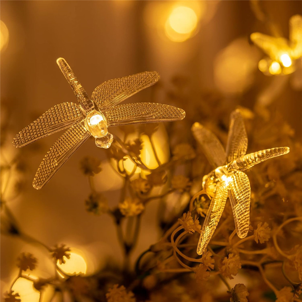 Libellen-Lichterkette, 40 LEDs, dekorativer funkelnder Lichterkette, batteriebetrieben, für Schlafzimmer, Hochzeit, Weihnachtsdekoration