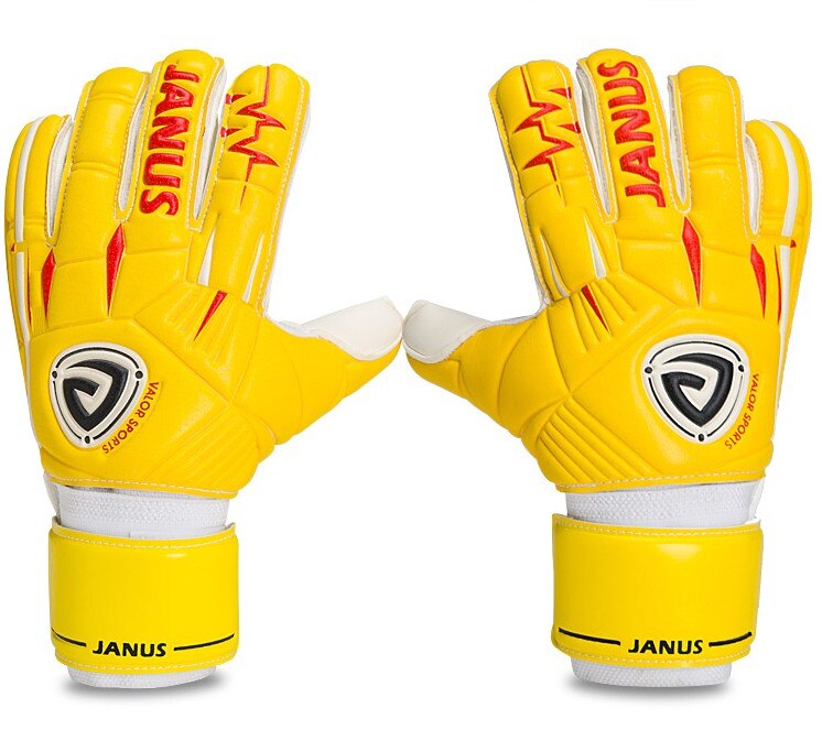 goalkeeper gloves Finger Protection Thicken Latex Soccer Football Goalie De Futebol Gloves 5 Finger Guard Removable: SIZE 7