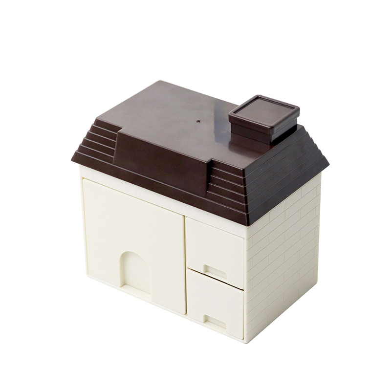 Caja de almacenamiento organizadora de escritorio creativa para casa pequeña, papelería, cosméticos, caja de almacenamiento para dormitorio de niñas, organizador de escritorio: Beige