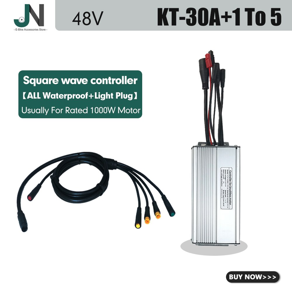 KT Ebike Controller 36V48V 250W-1000W Julet wodoodporna wtyczka 15A/17A/22A/25A/30A do zestawu do konwersji silnika elektrycznego roweru: 30A Squarewave 1T5