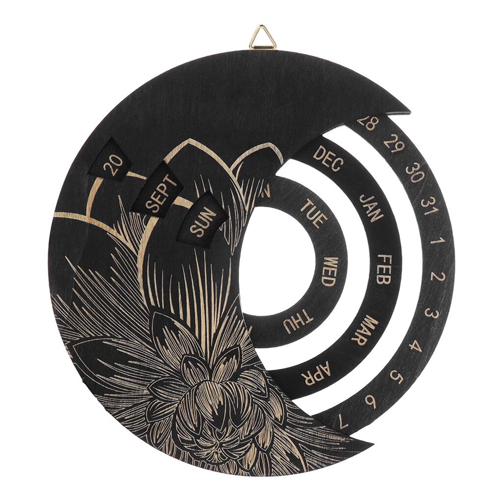 Wooden Calendar Round Perpetual Calendar Study Desk Calendar Handicraft Decoration Wooden Crafts Christmas Home Decor Xmas