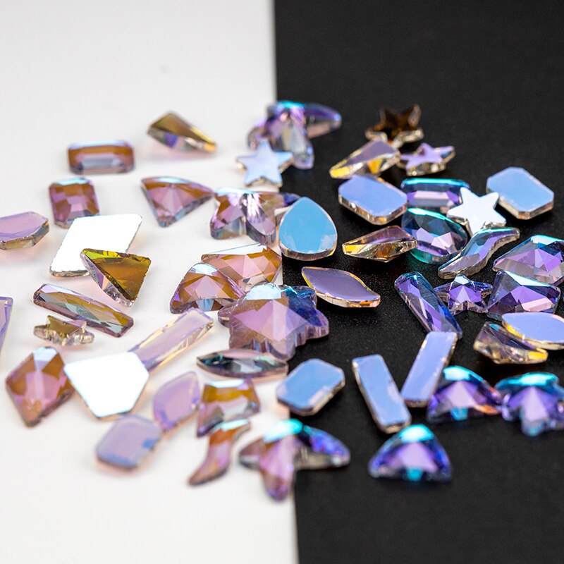 VDD 100 stuks glas nail art steentjes plaksteen strass glitter kristal strass gemengde vorm diamant glanzende doe-het-zelf ambachten decoratie: Licht Roze