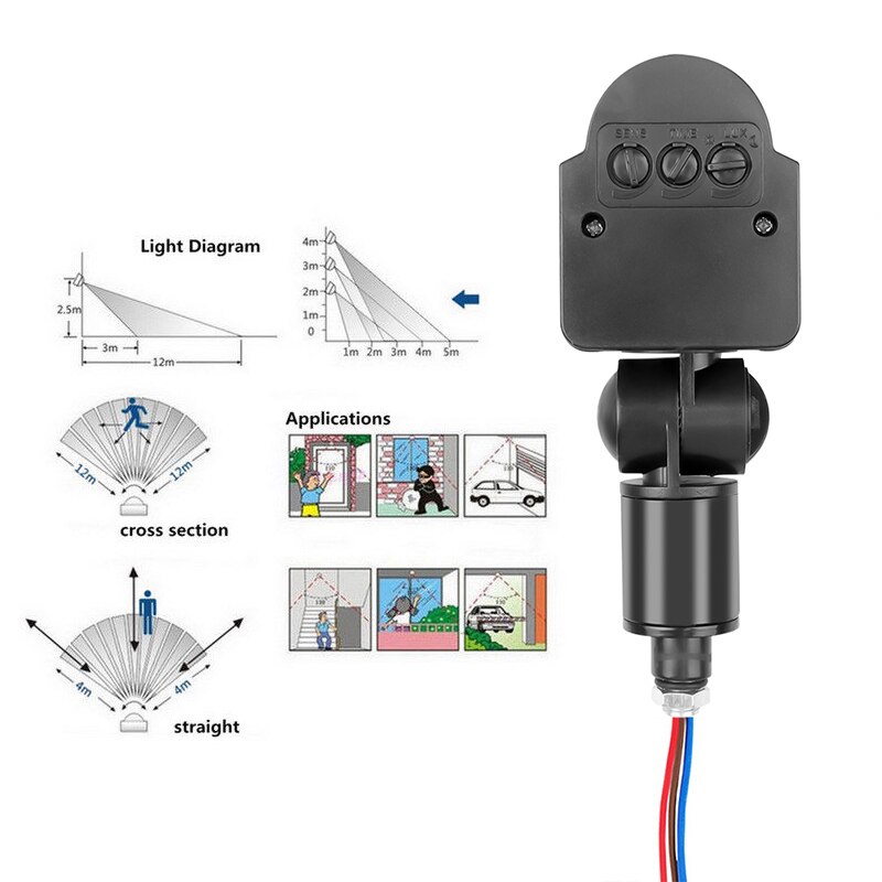 AC 12V/220V Infrared PIR Motion Sensor 180 Degree Wall Light Switch Body Sensor Intelligent Sensor Switch Latest