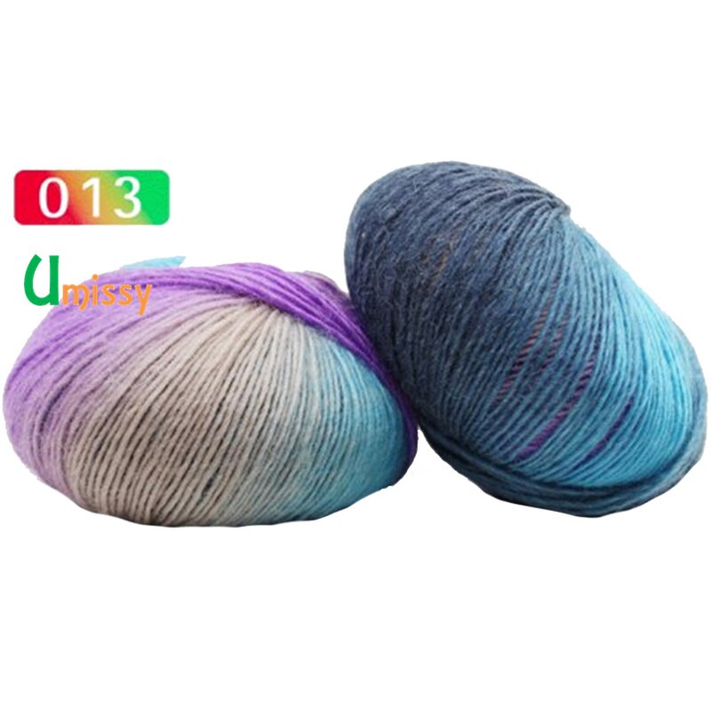 2pcs Cashmere Yarn Knitted Chunky Hand-Woven Woolen Rainbow Colorful Knitting Scores 100% Wool Yarn Needles Crochet Weave Thread: 2pcs 13