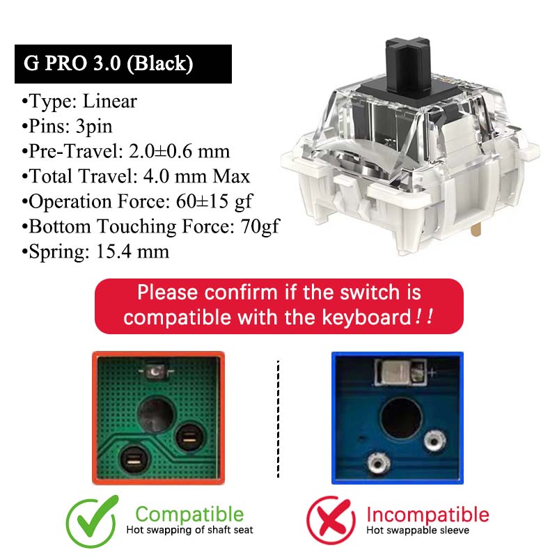 GATERON G Pro V3 3.0 Pro Switch 3pin for Mechanical Keyboard Pre Lubed RGB Linear Tactile White Yellow Red Silver Brown MX Axis: BROWN / Brown Switch