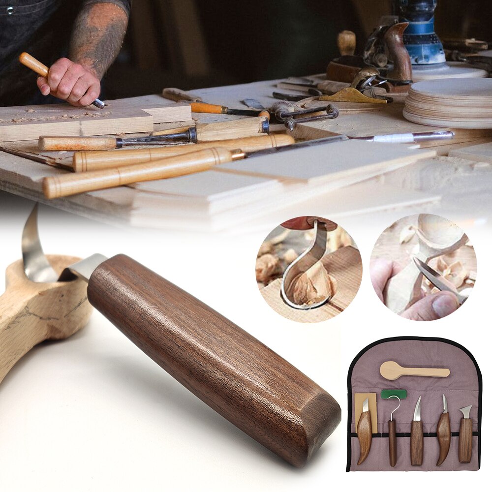 7/10/12pcs Chisel Woodworking Cutter Hand Tool Set Wood Carving Knife DIY Peeling Woodcarving Spoon Carving Cutter