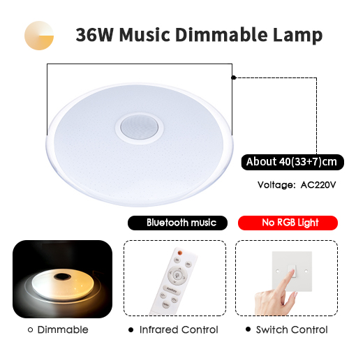 LED Ceiling Light Bluetooth RGB Smart Music Dimmable Lamp AC 220V 240V Living Room Home Decor Party 36W 40W APP Remote Control