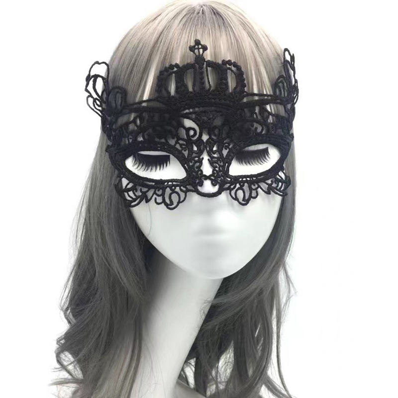 Women Gothic Lace Mask Cosplay Halloween Party Carnival Sexy Lady Costumes Half Face Animal Role Playing Masques For Girls