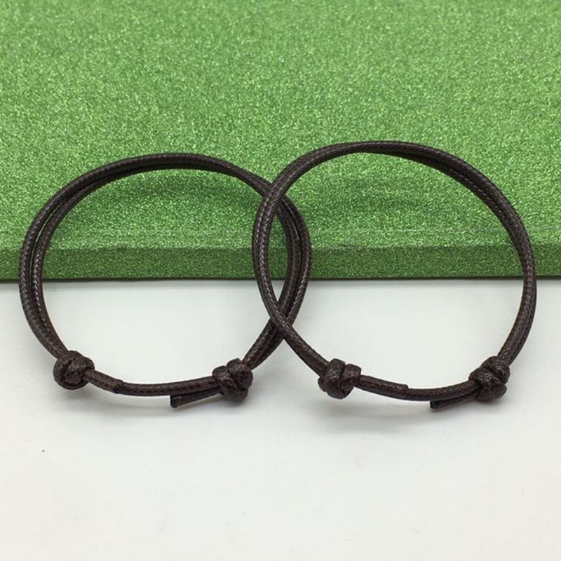 Hot 2 pz/set semplice cavigliere fatte a mano corda regolabile fortunato braccialetto alla caviglia gioielli piede per donna uomo coppia cavigliere catena: Coffee Coffee