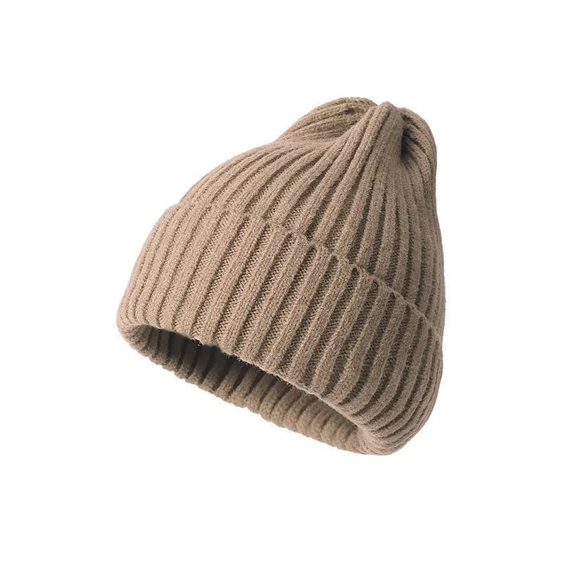 Gorro de invierno para mujeres, hombres, niños y niñas, gorro de ganchillo de Color sólido, gorros tejidos de otoño Unisex, gorros, accesorios salvajes: Caqui