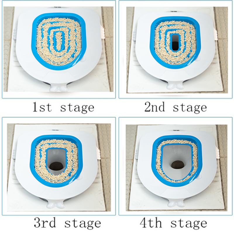 Cat Litter Tray Plastic Cat Toilet Training Kit Litter Box Cat Toilet Trainer Toilet Pet Cleaning Cat Training Litter Kwitter