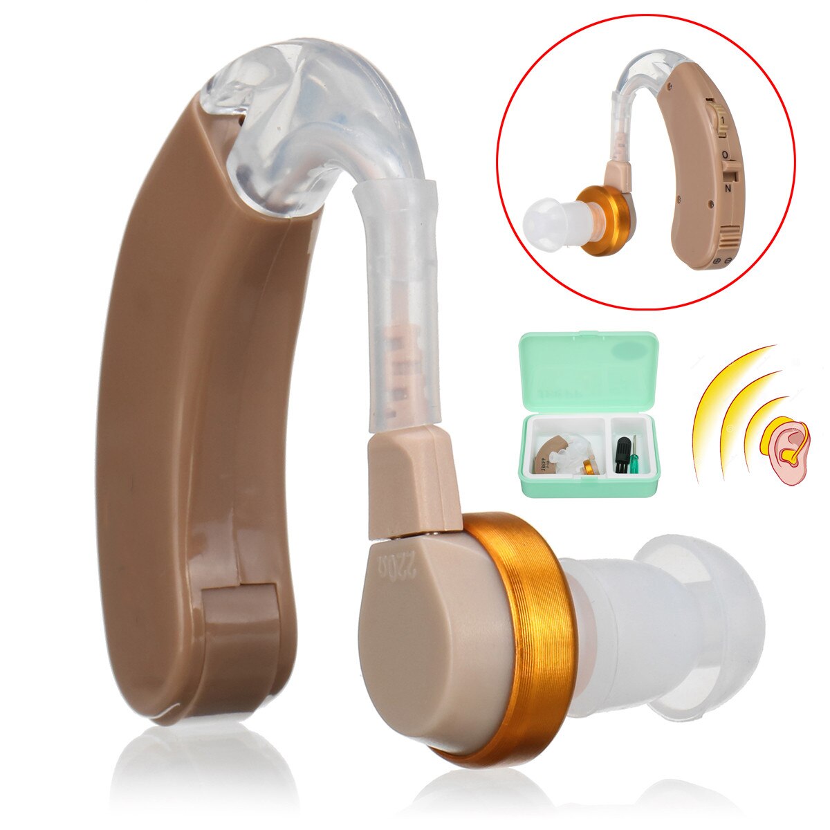 F-168 Hearing Aids Voice Amplifier Device Adjustable Sound Enhancer Ear Care Kit Lightweight For Hearing Impaired Person