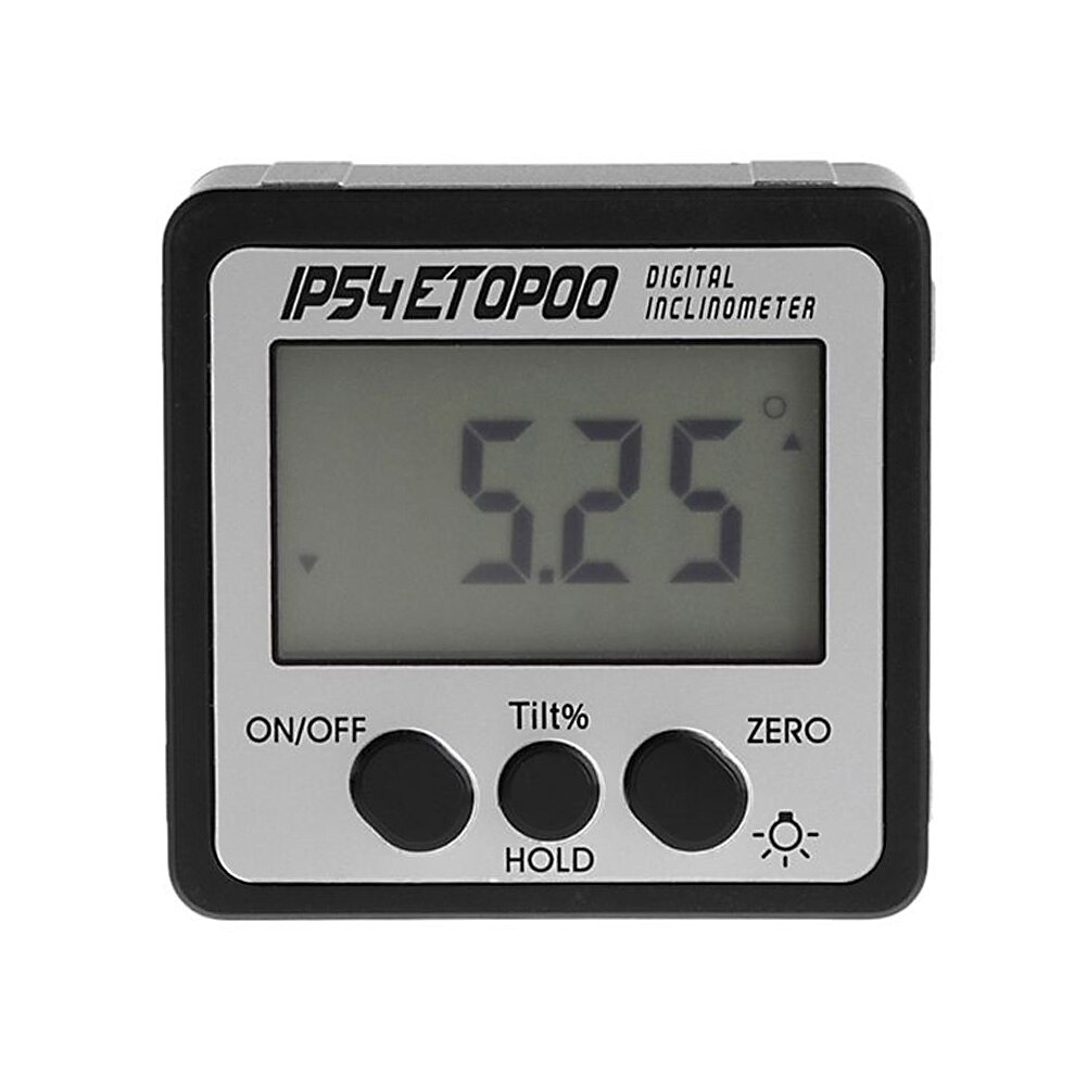 Mini Electronic Protractor Magnetic Base Angle Gaug Waterproof Digital Inclinometer Woodwork Data Hold Zero-setting LCD Screen