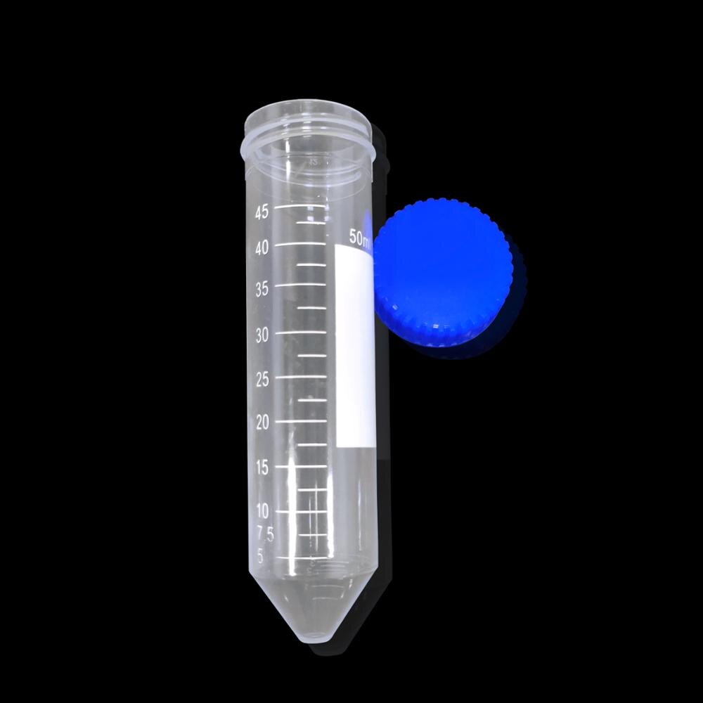 50ml Plastic Centrifuge Tube Round Bottom Centrifugal Tube with Graduated and Blue Screw Cap Pack of 50pcs