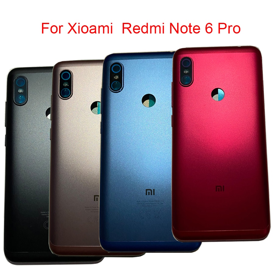 Original For Xiaomi Redmi Note 6 Pro Battery Back Cover Housing Door Case Panel + Camera Glass Lens+ Side Keys Replacement Parts