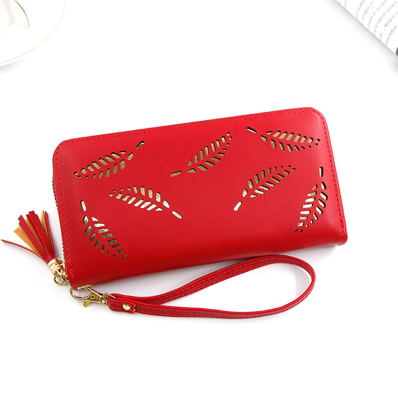 Vrouwen lange clutch portemonnee grote capaciteit portemonnees dames portemonnee dames portemonnee telefoonvak kaarthouder: Rood