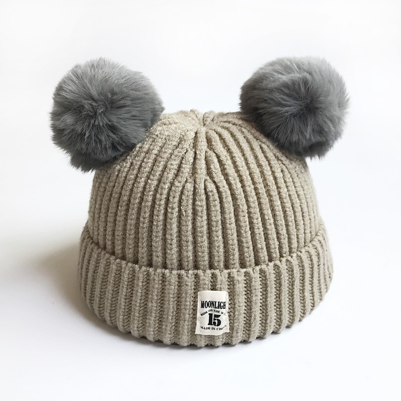 Baby Girl Boy Winter Hat Soft Warm Beanies Pompon Hat Elasticity Knit Hats Children Casual Solid Color Caps: M