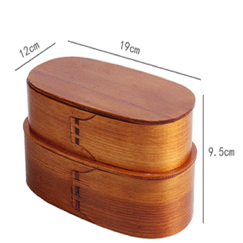 High Japanese-style Double-layer Bento Lunch Box Student Divided Lunch Wooden Sushi Box To Send Chopsticks Strap: B