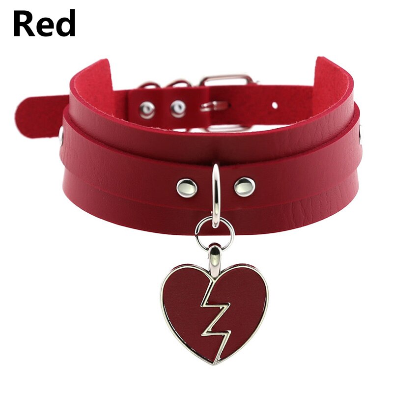 Frauen Männer Charm Herz-Form Anhänger Kragen Choker Halskette Schmuck Breiten Leder Einstellbare Halsband Partei Schmuck Zubehör: Red