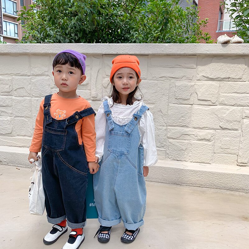 2020 autunno Nuovo Arrivo Delle Ragazze di Modo Denim Caot Bambini Tute E Salopette Del Bambino Della Tuta Della Ragazza