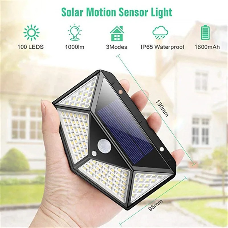 1/2/4/6 Stuks 100 Led Wandlampen Outdoor Solar Lamp PIR Bewegingssensor Zonne-energie zonlicht Straat Licht Voor Tuin Decoratie
